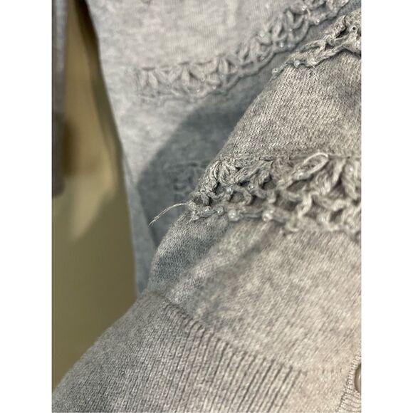 Halogen Womens Grey Silver Beaded Cotton Button up Cardigan Large - Picture 5 of 13